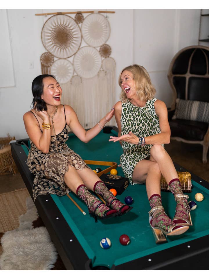 Sock Candy - Wholesale Socks - Women's - Serpentine Floral Black Sheer Crew Sock2