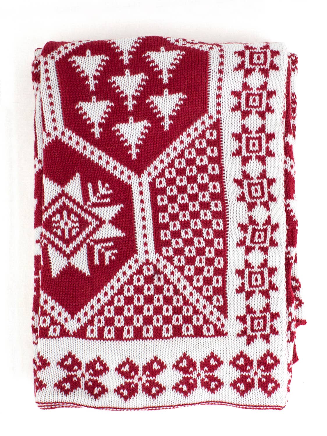 Fennco Styles - Vente Plaids - Couverture de Noël festive tricotée rouge-blanche3