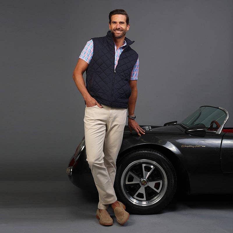 Collars & Co. - Wholesale Polo - Men's - Semi-Spread Collar Polo Nantucket Blue and Pink Gingham3