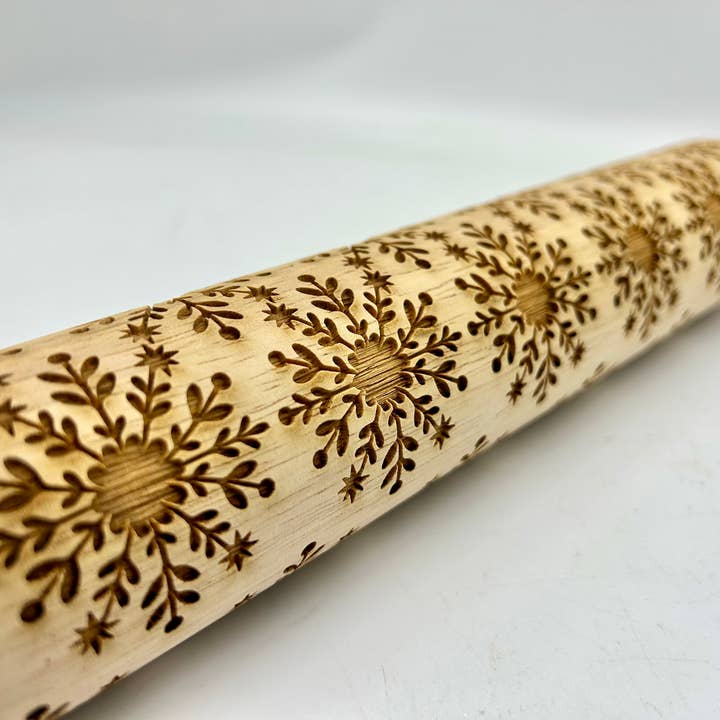 Elegant Snowflakes Embossed Rolling Pin Embossed Rolling Pin for wholesale by Sweet Rolling Pins