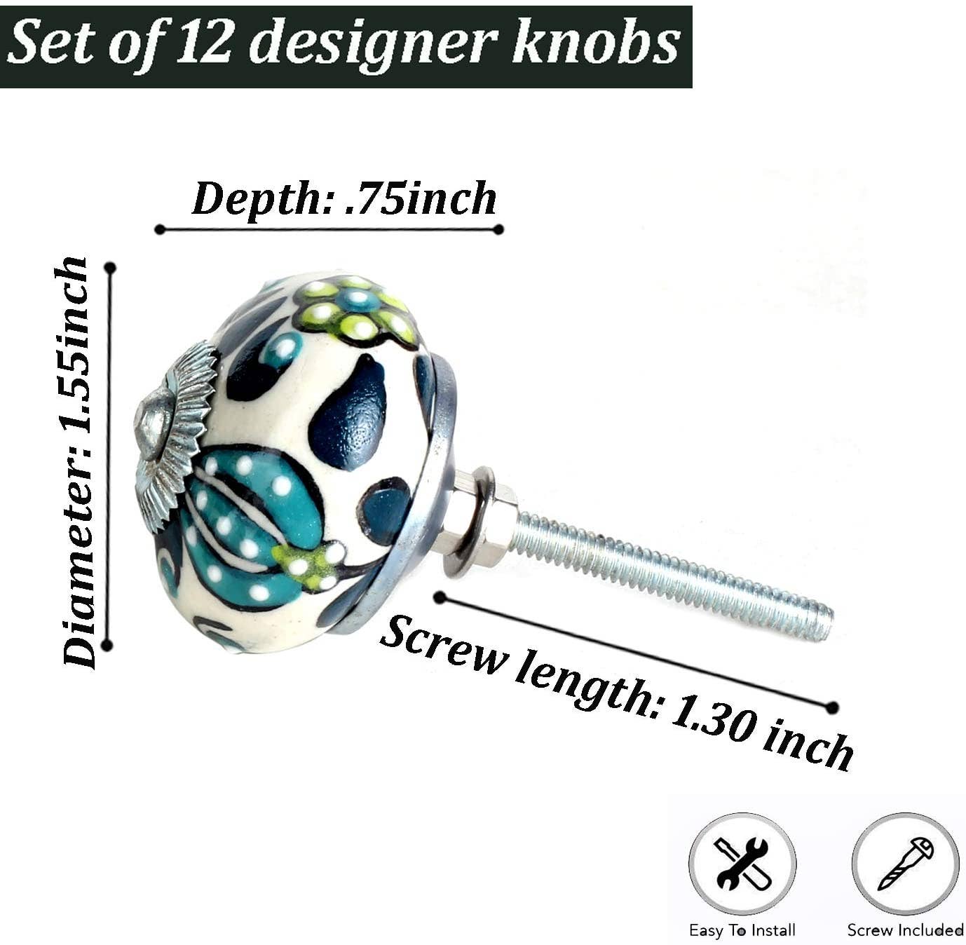Perilla Home - Wholesale Knob/Pull - Set of 12 Garden green ceramic knobs5