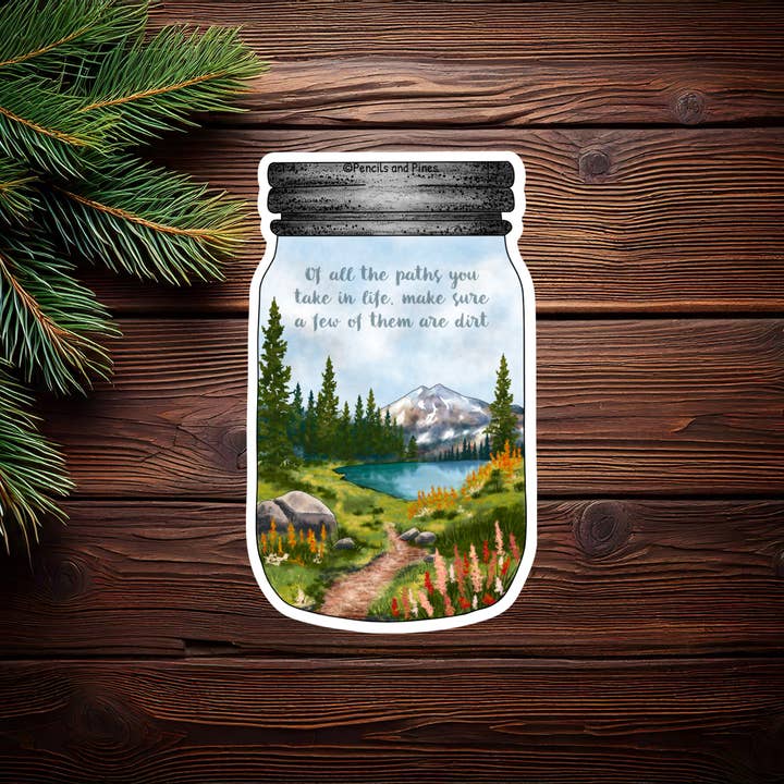 Mason Jar Wilderness Sticker for wholesale by Pencils and Pines