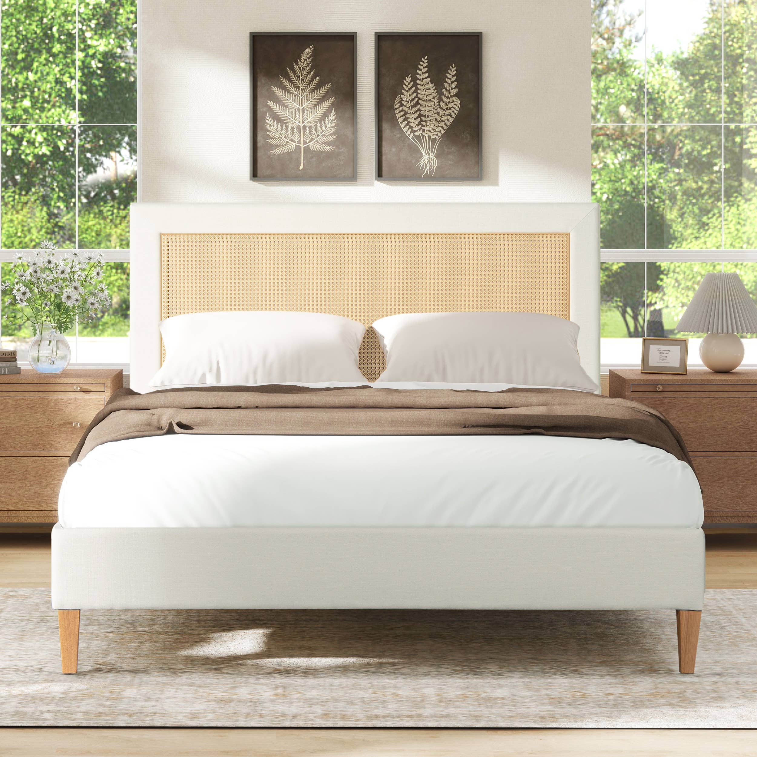 Jennifer Taylor Home - Wholesale Bed - Haley Upholstered Cane-Back Platform Bed6