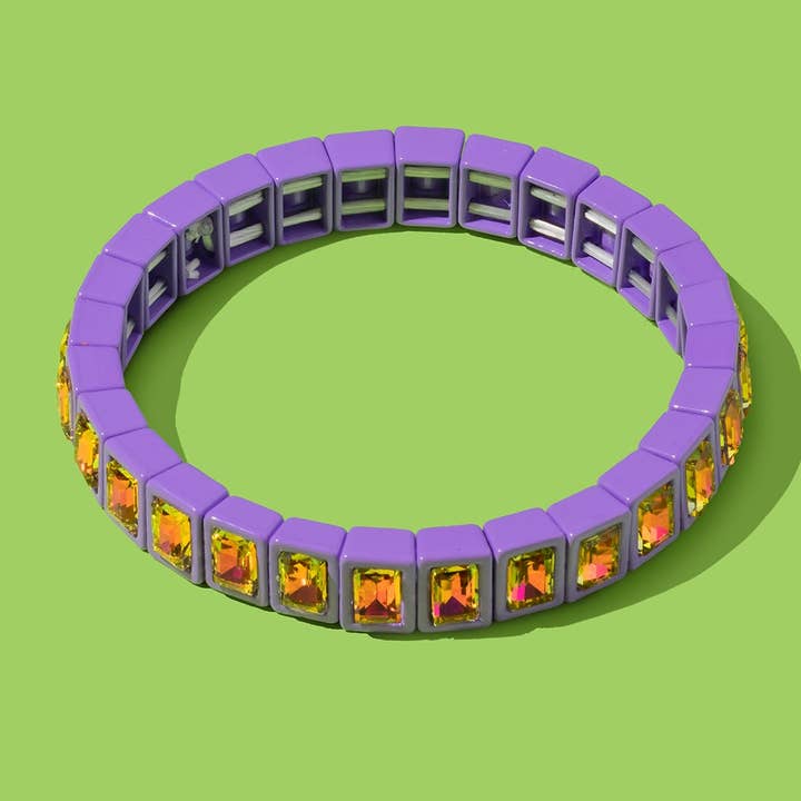 Taylor Elliott Designs - Wholesale Bangle Bracelet - Enamel Stretch Bracelet - Small Rectangle Stones - Penelope0