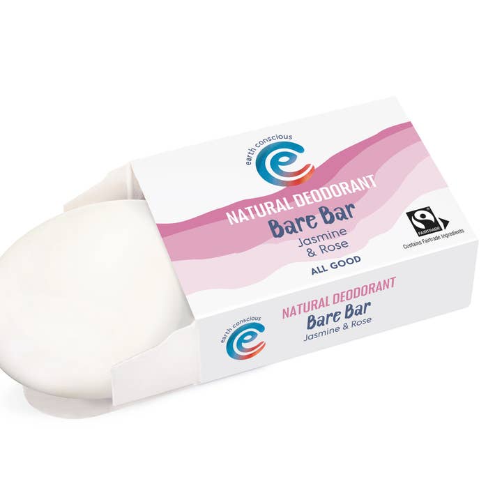 Earth Conscious - Wholesale Deodorant - Unisex - The Bare Bar - Jasmine & Rose Natural Deodorant - 90g Fairtr