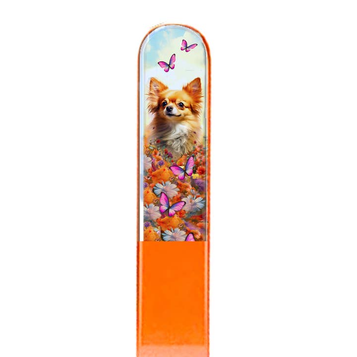 Classy Nail Files - Vendita all'ingrosso Lime per unghie - Lima per unghie in cristallo colorato 3D con cucciolo di cane Chihuahua e fiori.12
