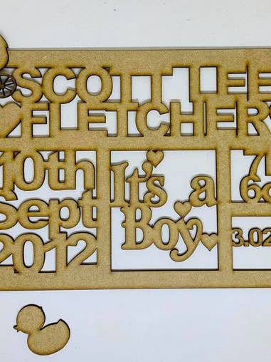 New Baby Birth Plaque for wholesale by manchester laser cuts