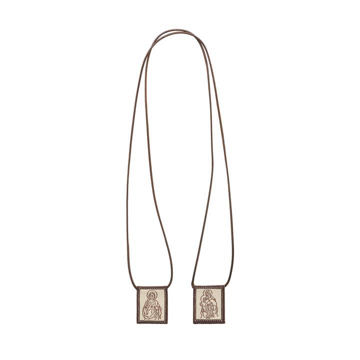 Oremus Mercy - Wholesale Prayer Beads Necklace - Scapular - Sacred Heart of Jesus + Lady of Mt. Carmel SM 1"1