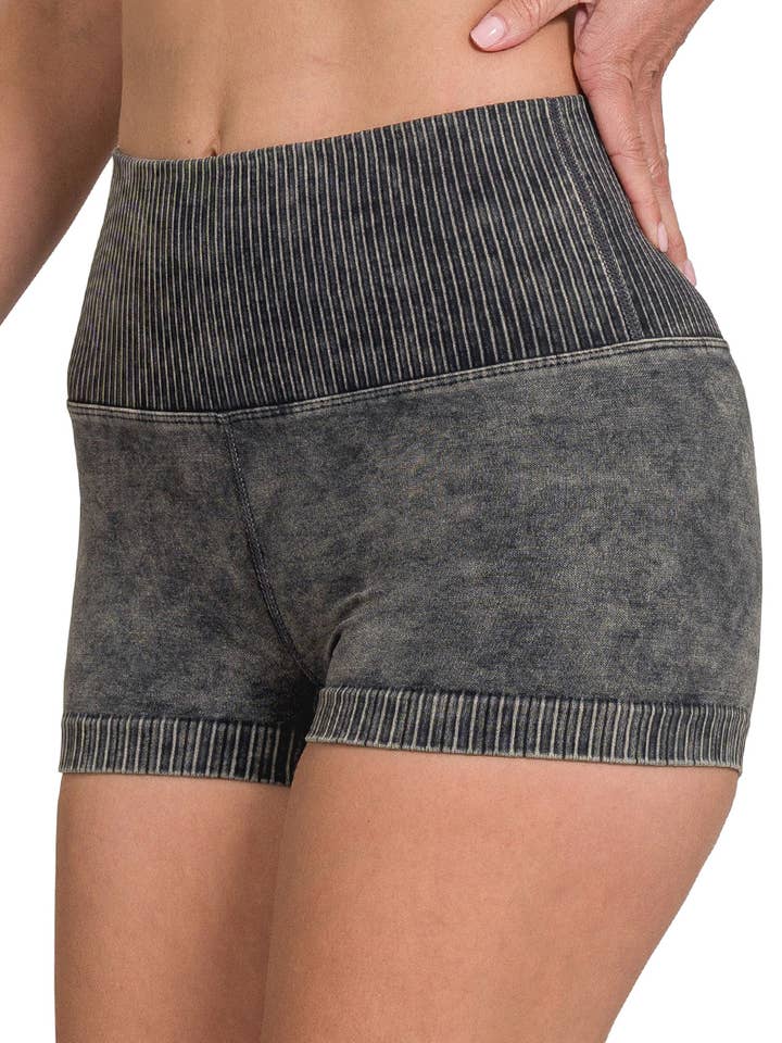 ..SI-25098 Washed Seamless High Waisted Shorts for wholesale by 42POPS