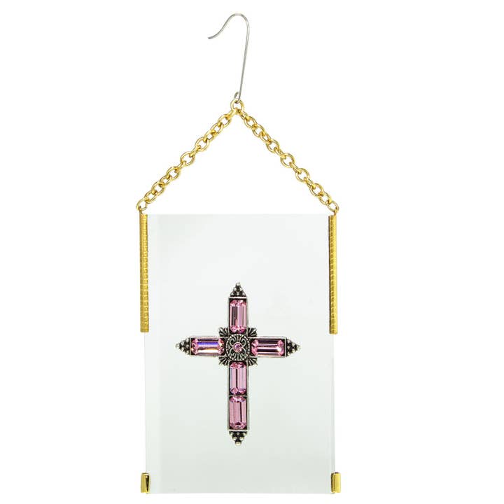 Symbols Of Faith Crystal Cross Glass Hanging Ornament for wholesale by 1928 Jewelry