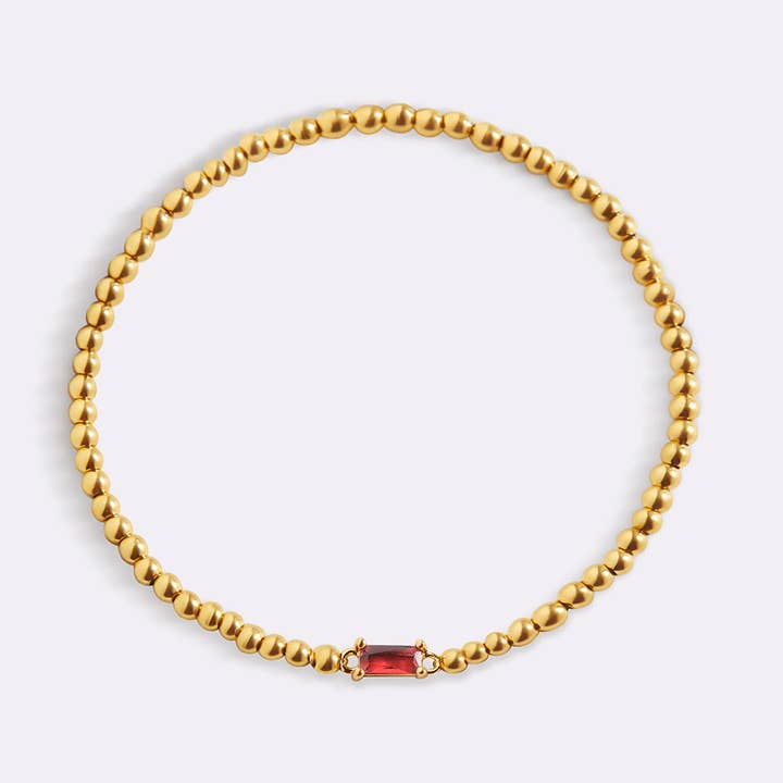 Gold Beaded Birthstone Bracelet for wholesale by Mint & Lily