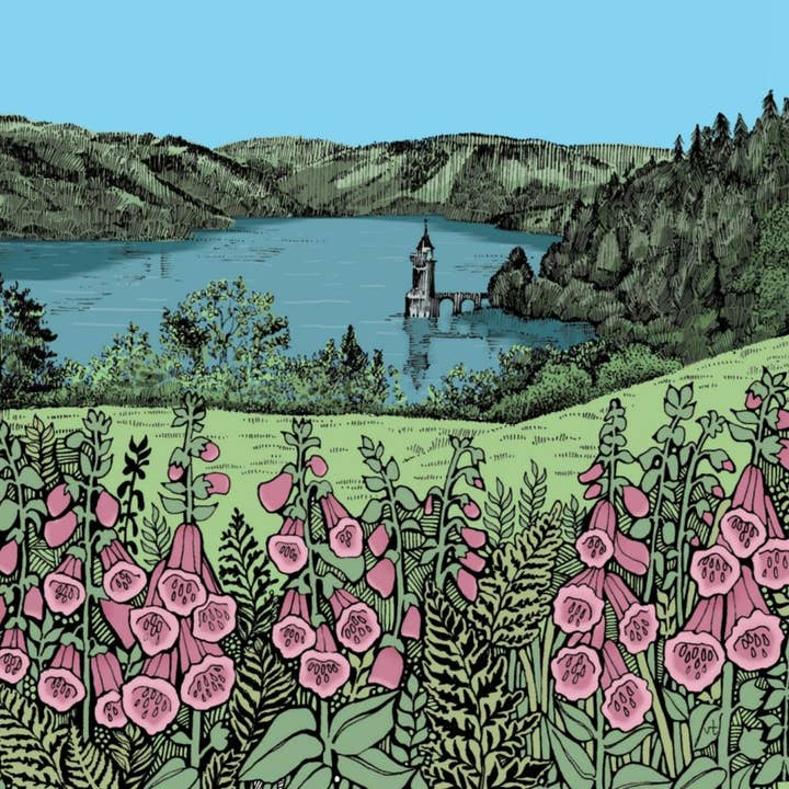 Milltir Sgwâr (Square Mile) Lake Vyrnwy Foxgloves for wholesale by Alff a Bet Design