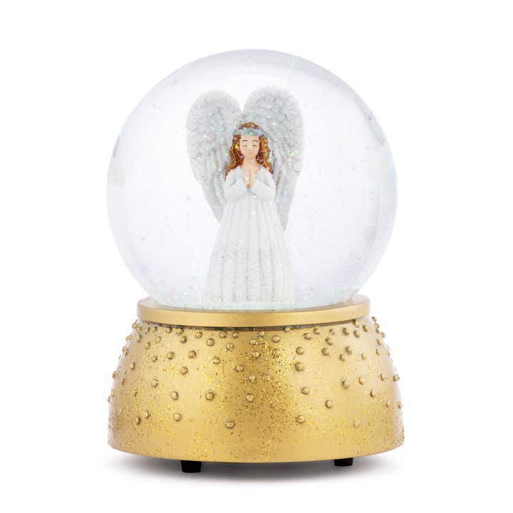 DEMDACO - Wholesale Christmas Decoration - Guardian Angel Musical Silver and Gold Snow Globe - 5x6.5in0