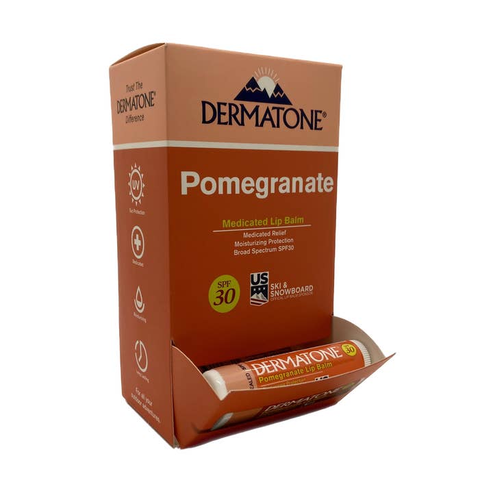 Pomegranate Lip Balm SPF 30 (24 piece display) for wholesale by DERMATONE
