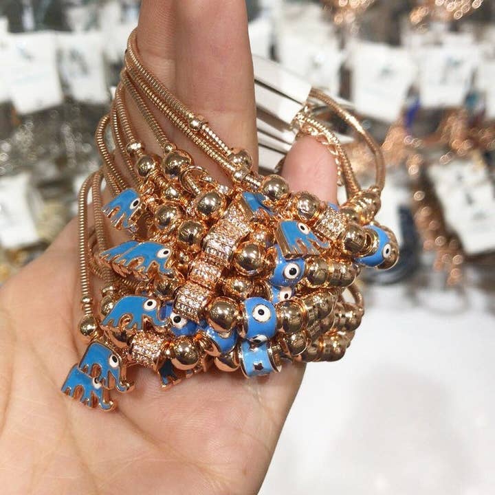 Evileyefavor - Wholesale Charm/Dangle Bracelet - Pandora Evil Eye & Elephant Lucky Charm Bracelet