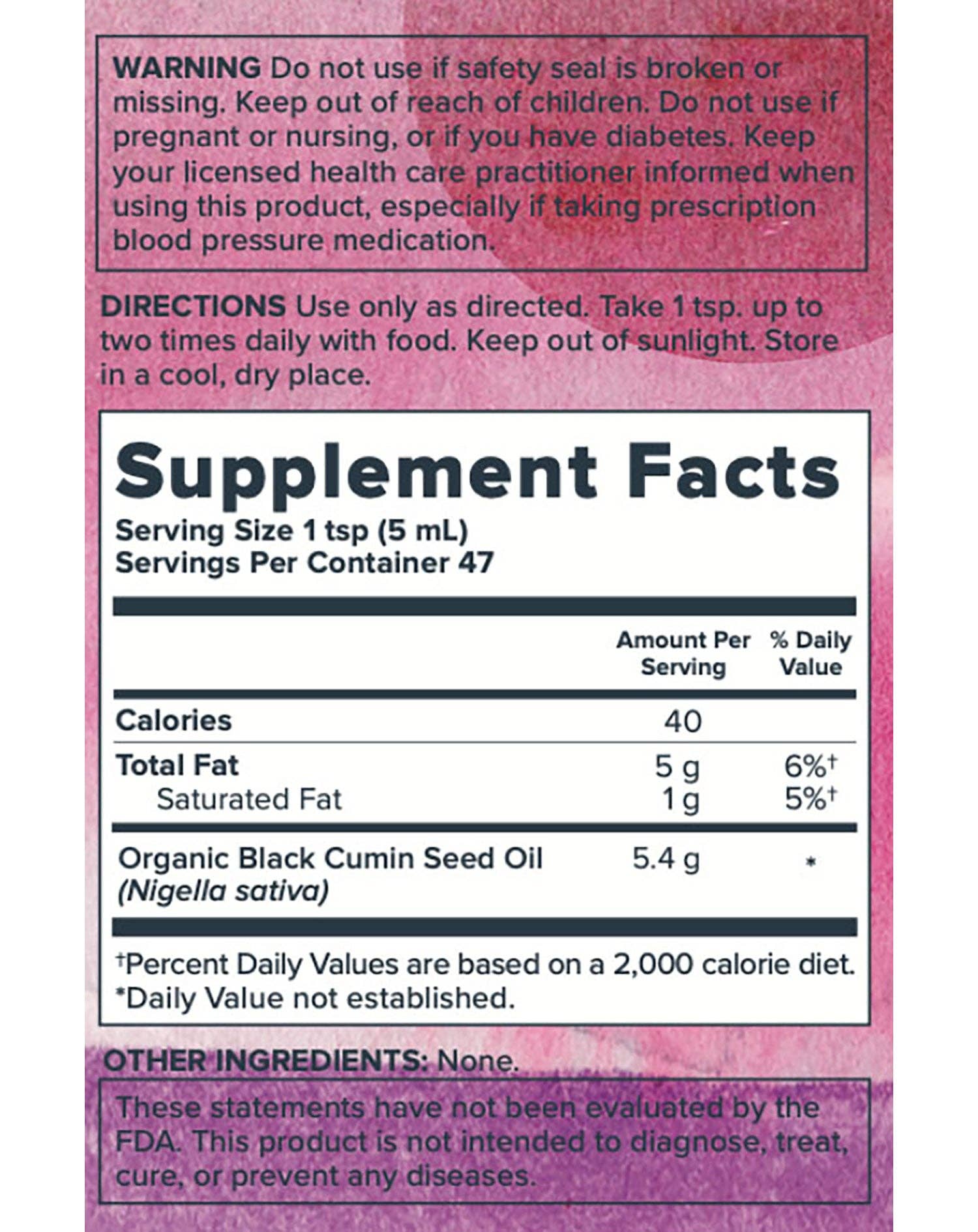 Heritage Store - Wholesale Oral Supplement/Vitamin - Black Seed Oil, Organic 8 oz/16 oz1