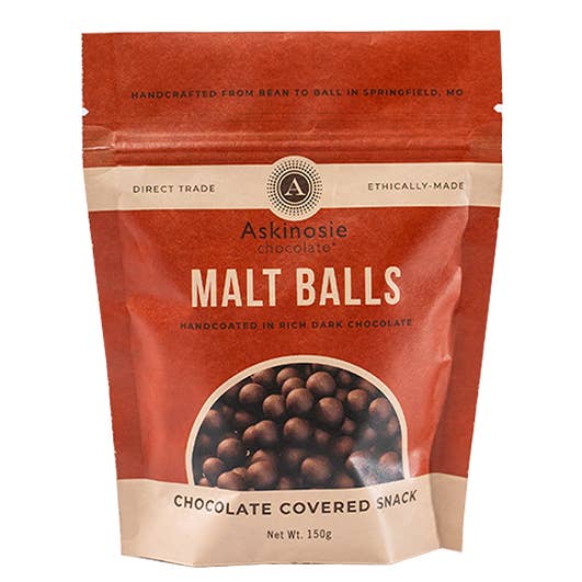 Askinosie Chocolate – Doces cobertos de chocolate por atacado – Estojo de Bolas de Malte com Cobertura de Chocolate (6 bolsas)