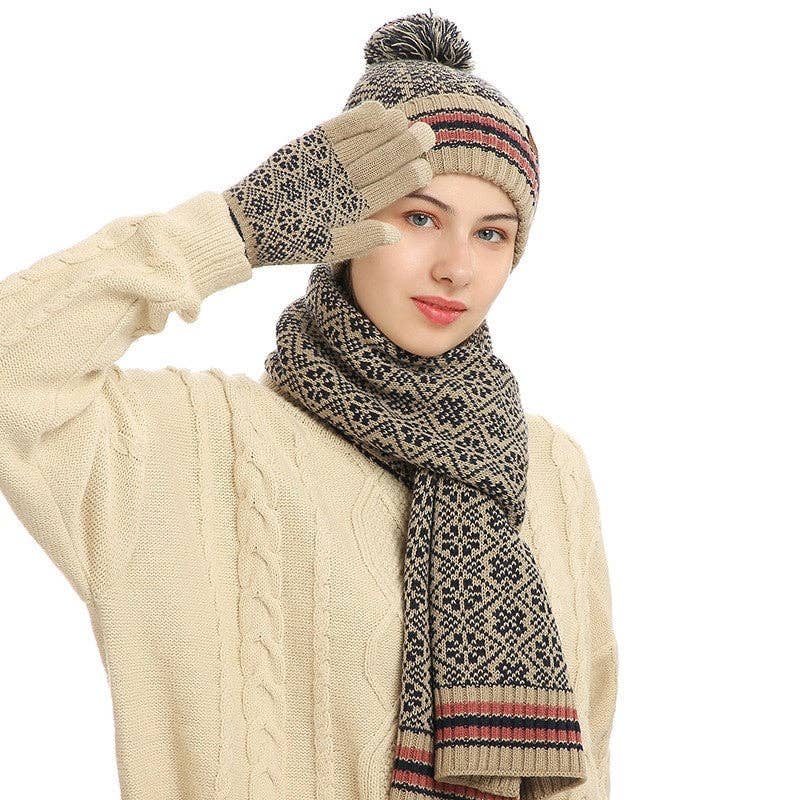ShieldChic - Wholesale Winter Accessory Set - Women's - Three-Piece Woolen Hat, Scarf And Gloves4