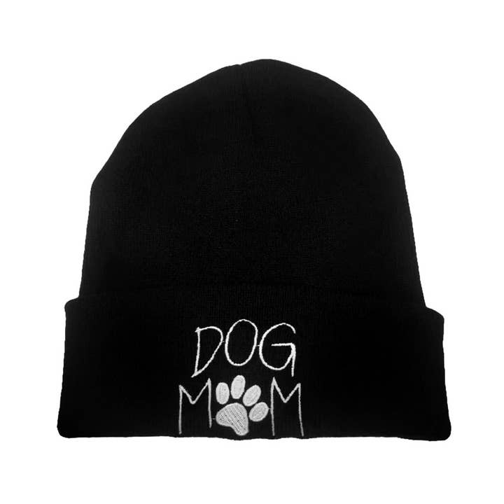Sensibling Corp. - Wholesale Beanie - Women's - Dog Mom Message Paw Pointed Solid Knit Beanie Hat3