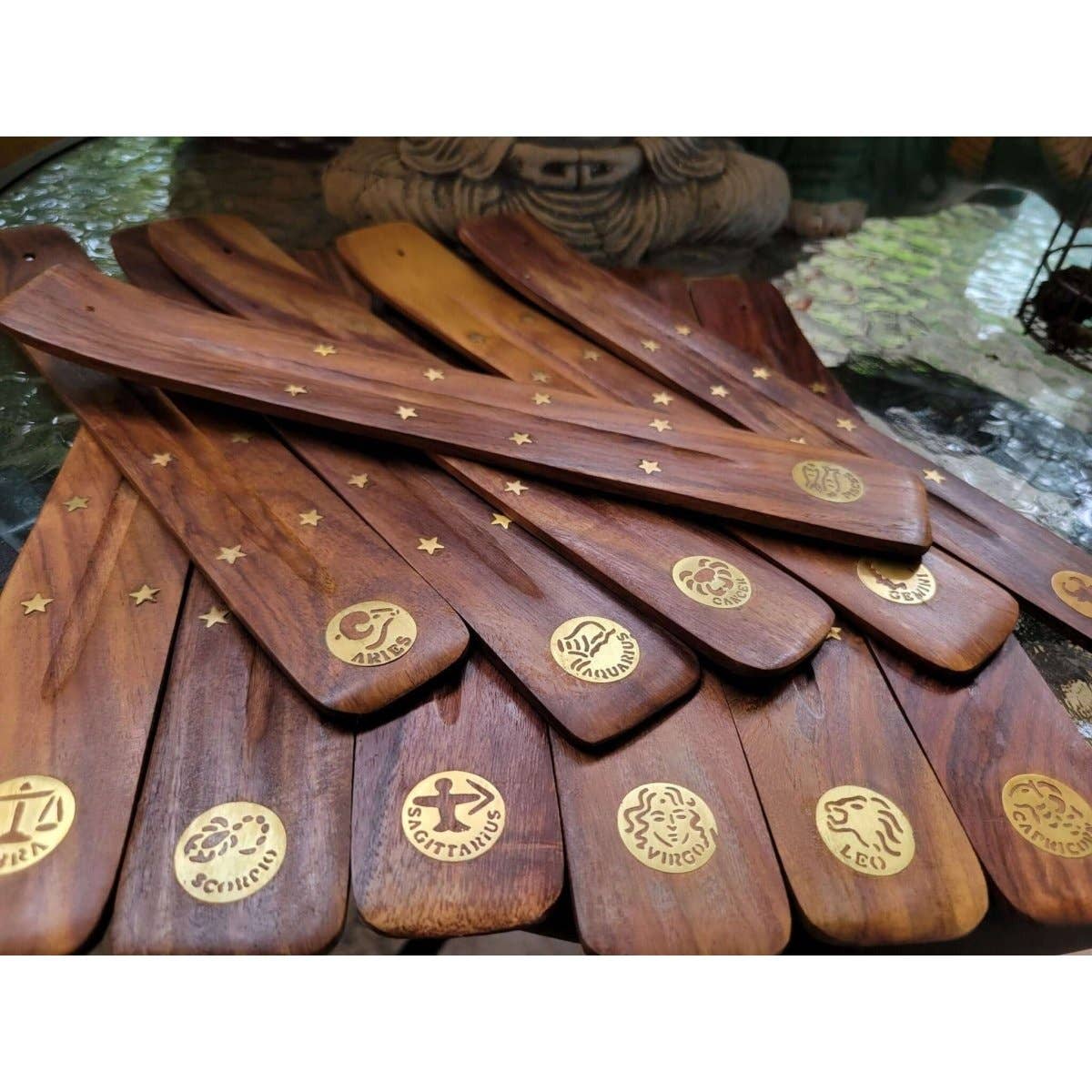 My Magic Place Shop - Wholesale Incense Holder - Zodiac Signs Wood Burner 10"L3