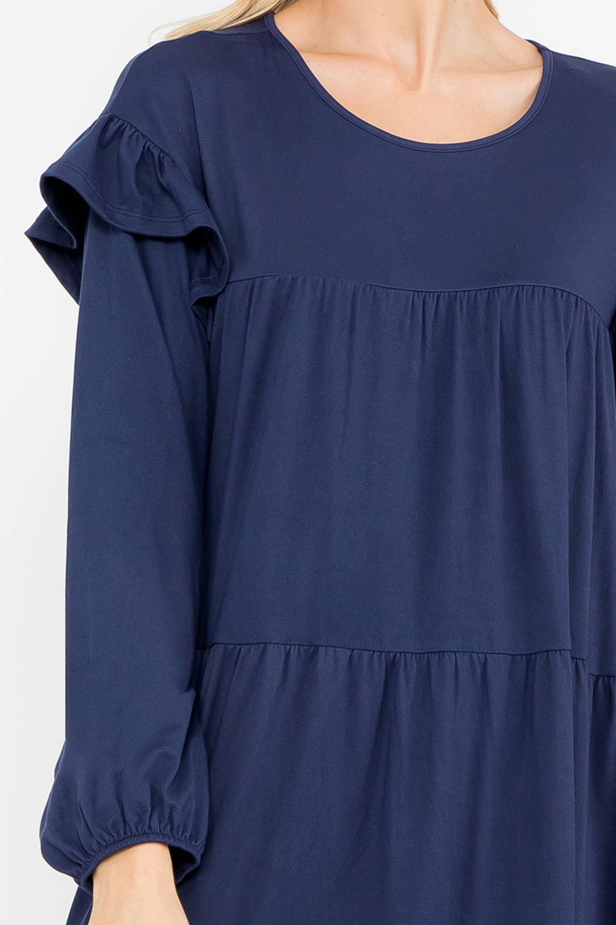 You & Me - Vendita all'ingrosso Vestito - Donna - YMD10024V - ABITO A TINTA UNITA CON DETTAGLIO A VOLANT A MANICHE LUNGHE48