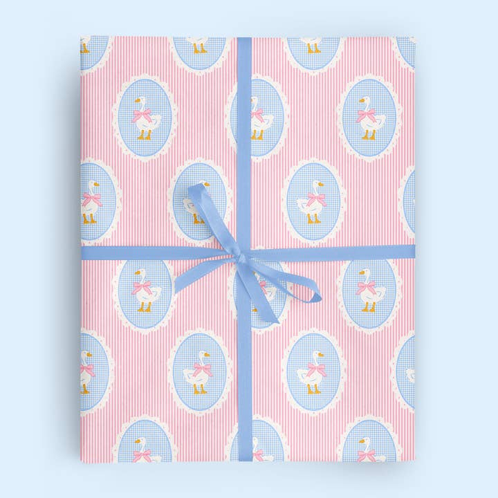 Vivie and Ash - Wholesale Wrapping paper roll - Cameo Goose Pink Stripe Wrapping Paper Roll1