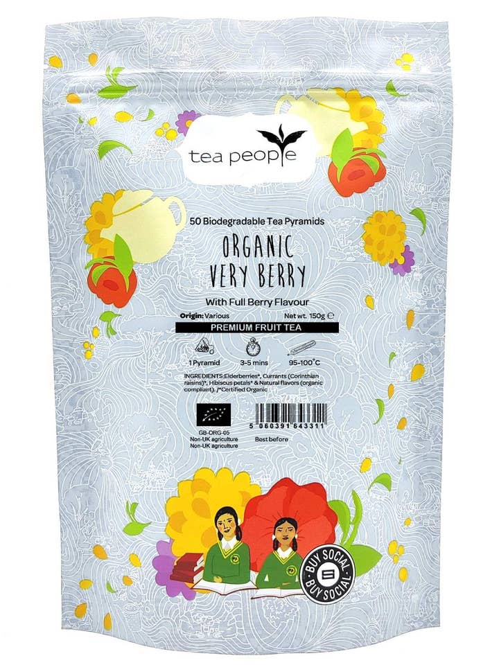 Chá orgânico de frutas muito silvestres - pacote de recarga de 50 pirâmides por atacado de Tea People