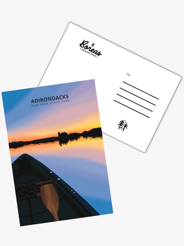 Carte postale du quatrième lac - Adirondacks, New York pour la vente par Boreas Design Shop