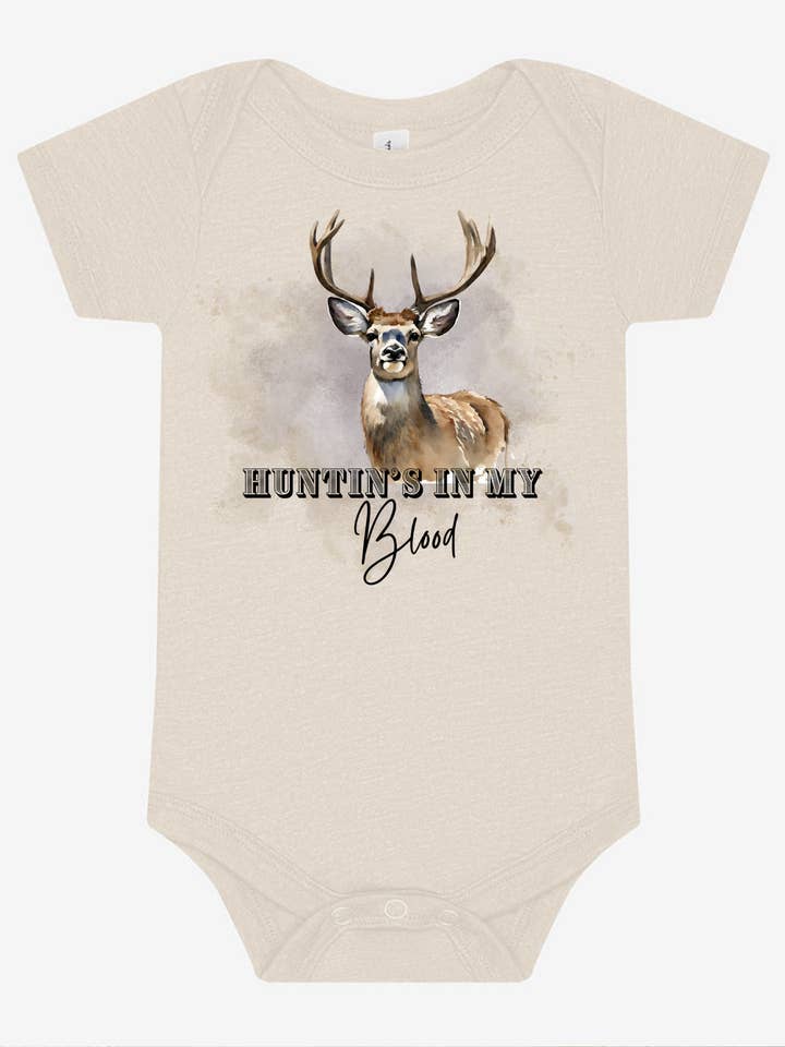 Huntins in my Blood Infant Graphic Tshirt/One Piece for wholesale by Rock n' Rodeo