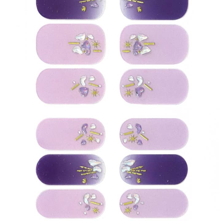 ClebleNails – wholesale Nagelkonst/dekaler – Lila Rosa Lila Ombre Nail Wraps/Stjärnor Starry Night Nagellack Strips/3D Glitter Nail Klistermärkes/ Manikyr Nail Wraps Fri