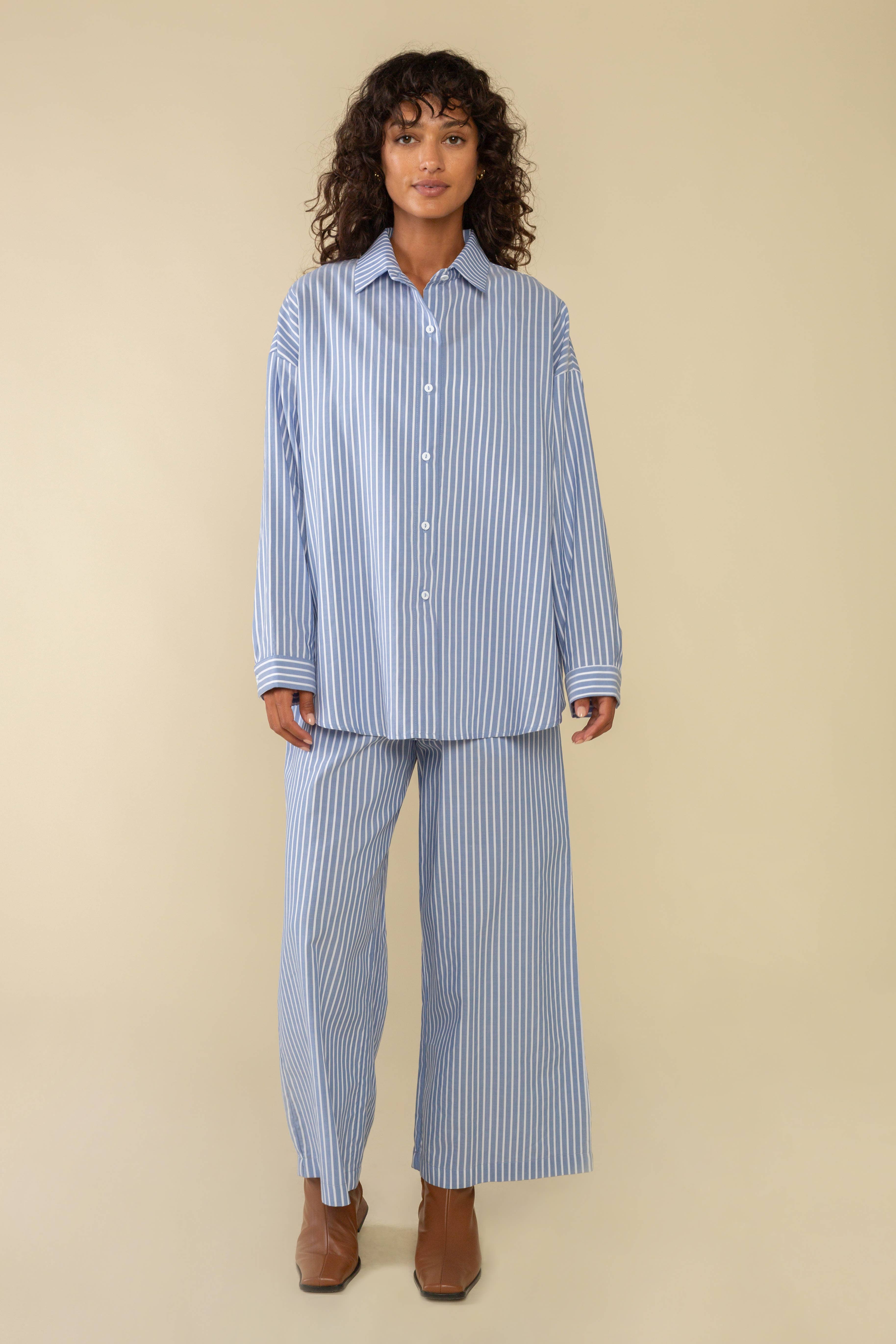 NLT - Venta al por mayor Pantalones - Mujer - Pantalones culotte de pierna ancha con rayas verticales y cintura elástica con cordón10