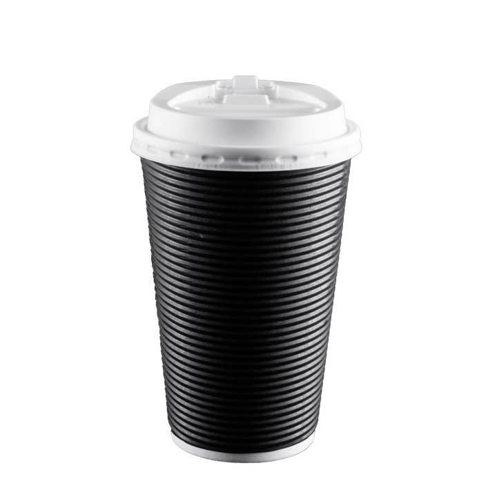 EcoQuality - Wholesale Disposable Cup - 16oz Ripple Hot Cup with Lid - Stylish Disposable Coffee Cups in 4 Colors3