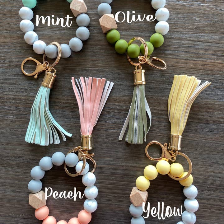JILLIAN INK LLC - Wholesale Keychain Bracelet - Silicone Bead Keychain Wristlet