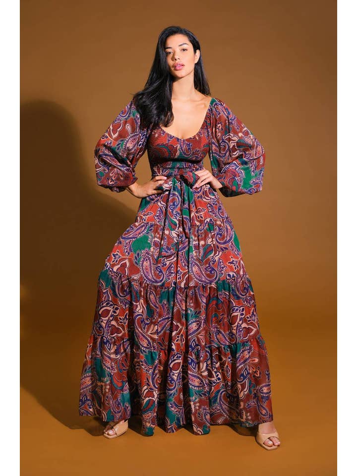 WHINE TEAL A printed woven maxi dress - ID21645 for wholesale on Faire