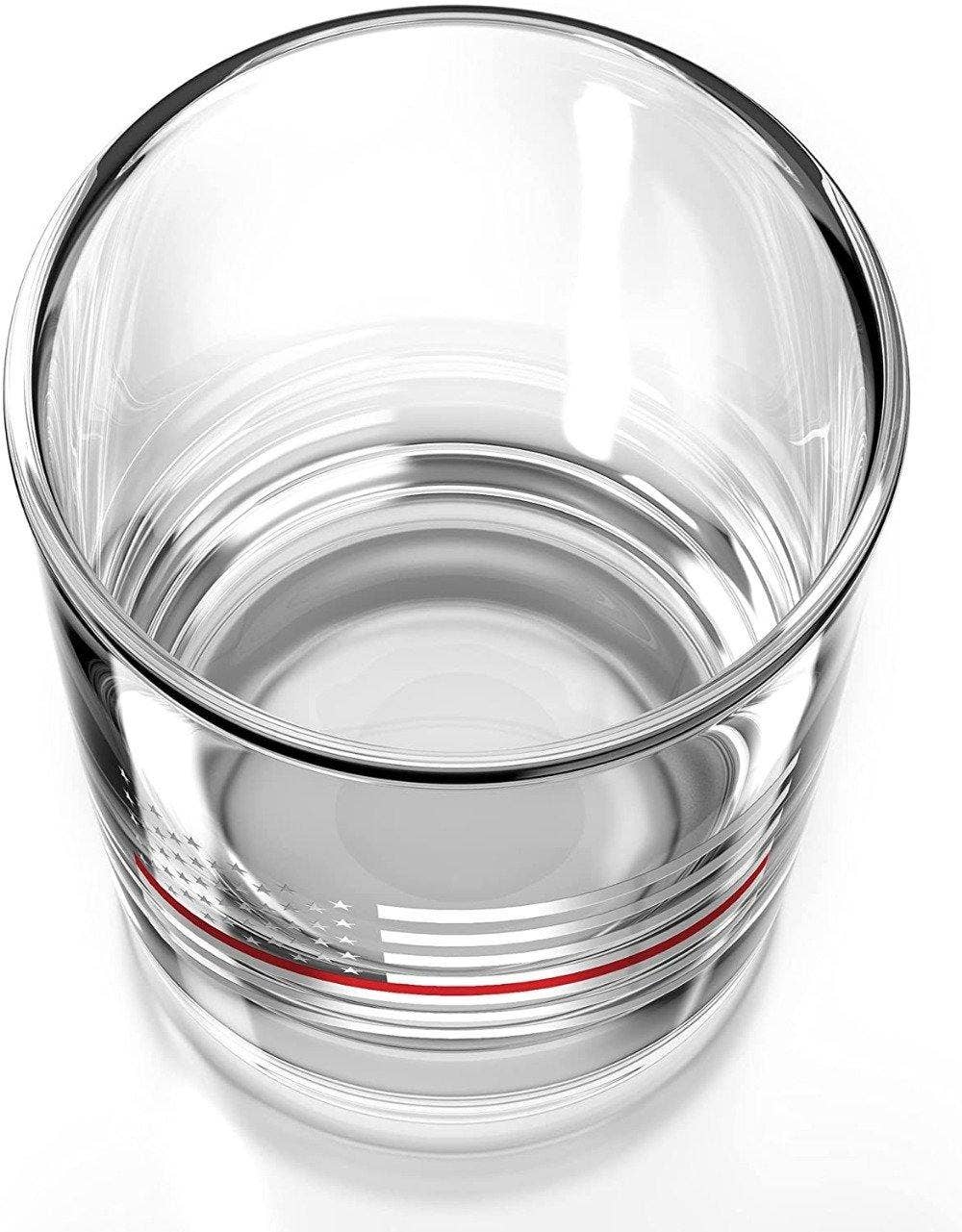 Old Southern Brass - Wholesale Cocktail/Liquor Glass - Thin Red Line Fire Fighter American Flag - Made In USA WG2