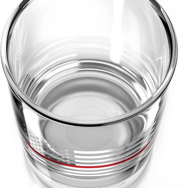 Old Southern Brass - Wholesale Cocktail/Liquor Glass - Thin Red Line Fire Fighter American Flag - Made In USA WG2