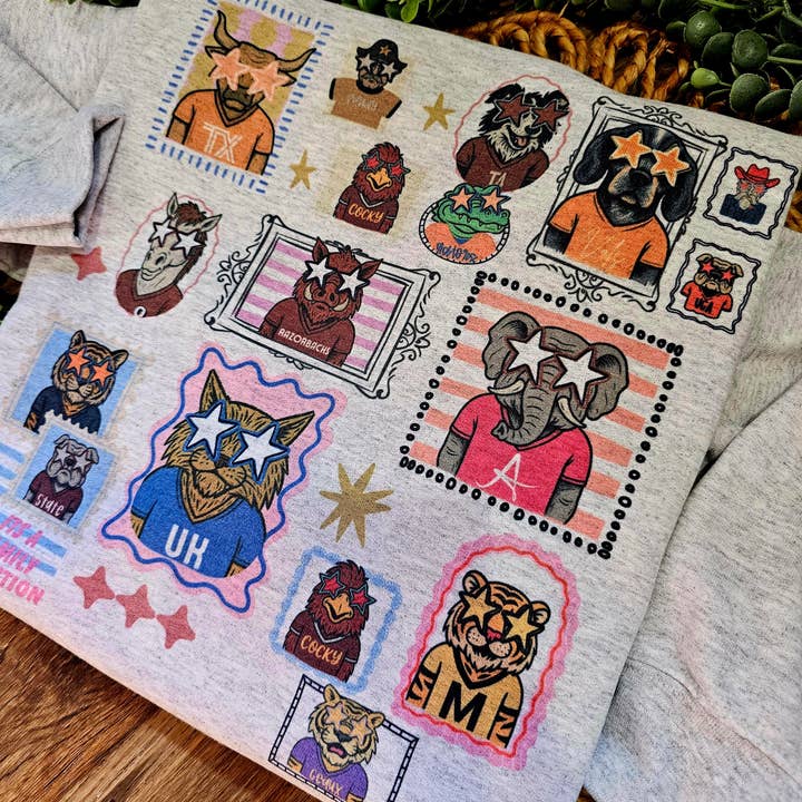 SEC Southeastern Conference Stamp Team Mascot Sweatshirt  for wholesale by Retro Raccoon Creations