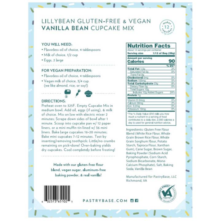 LillyBean Baking - Wholesale Cake Mix - Vanilla Bean Cupcake Mix (Vegan & Gluten-Free)