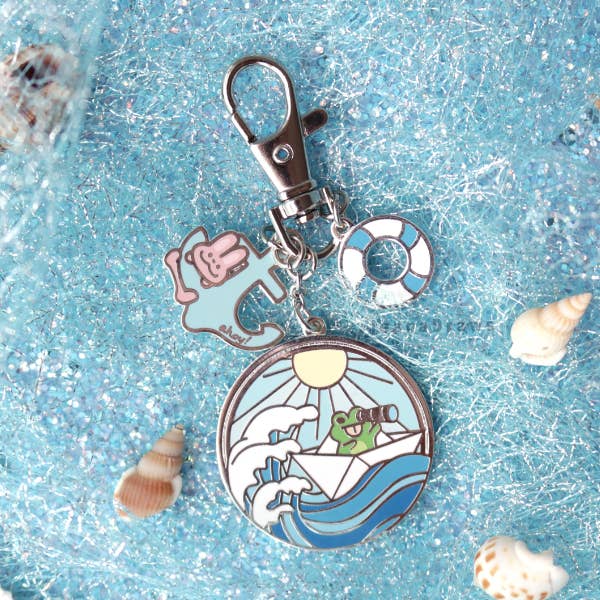 Hops n Flops Enamel Keychain for wholesale by JeanaDraws