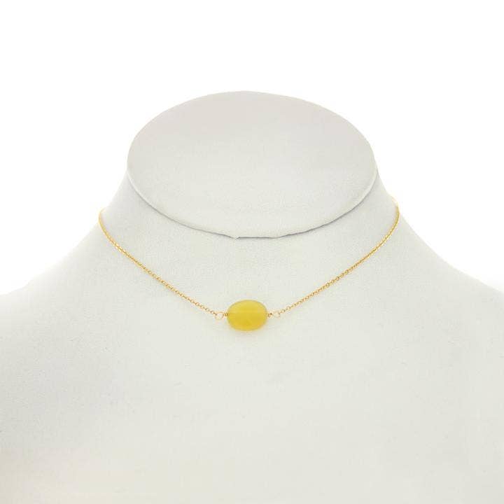 Collar de piedra ópalo amarillo para venta al por mayor de Rafia