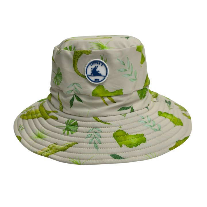 REVERSIBLE SWIM HAT ~ CROCODILES for wholesale by Little E & Co