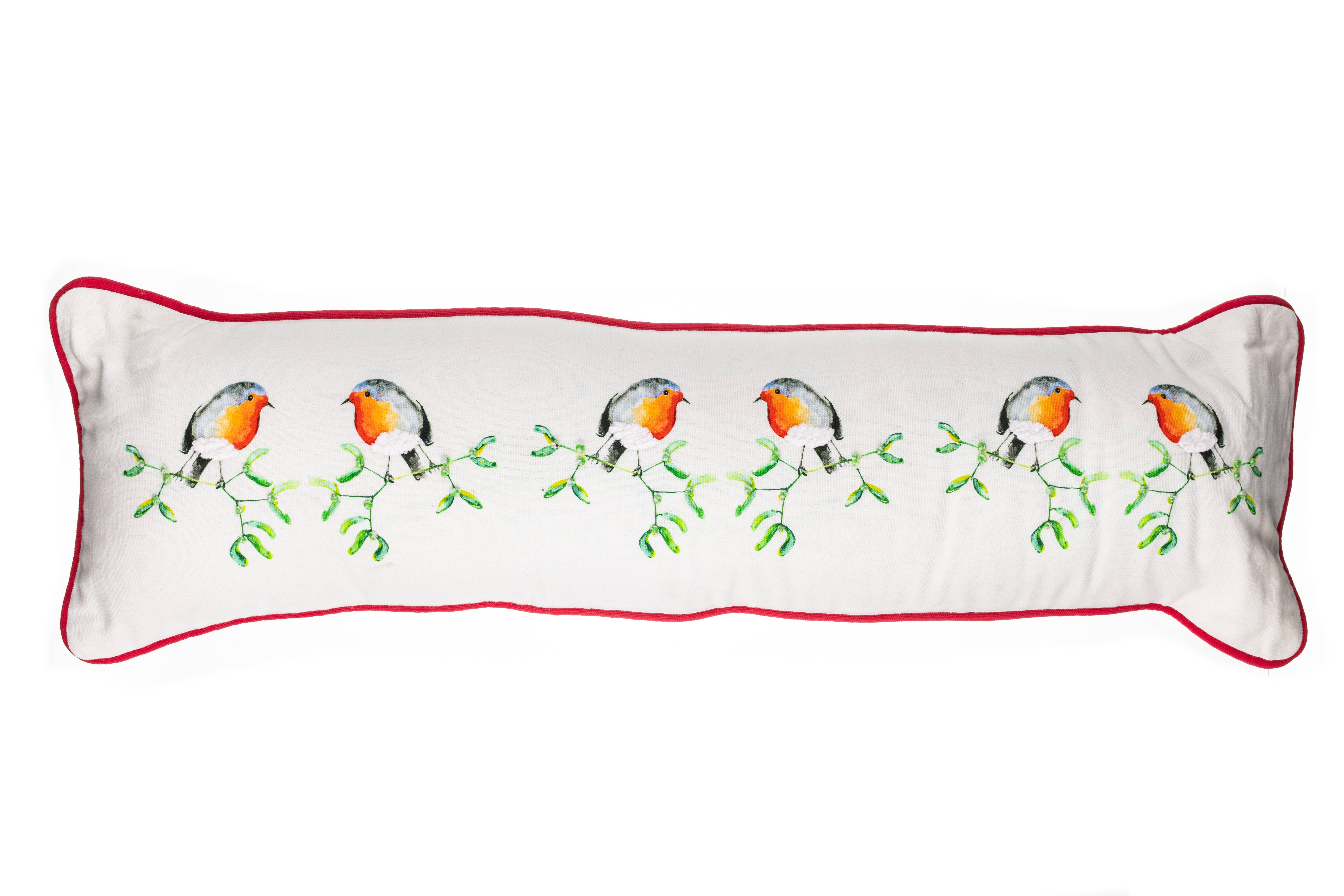Shoeless Joe Ltd – wholesale Lumbar pillow – Robin On Mistletoe Draught Excluder