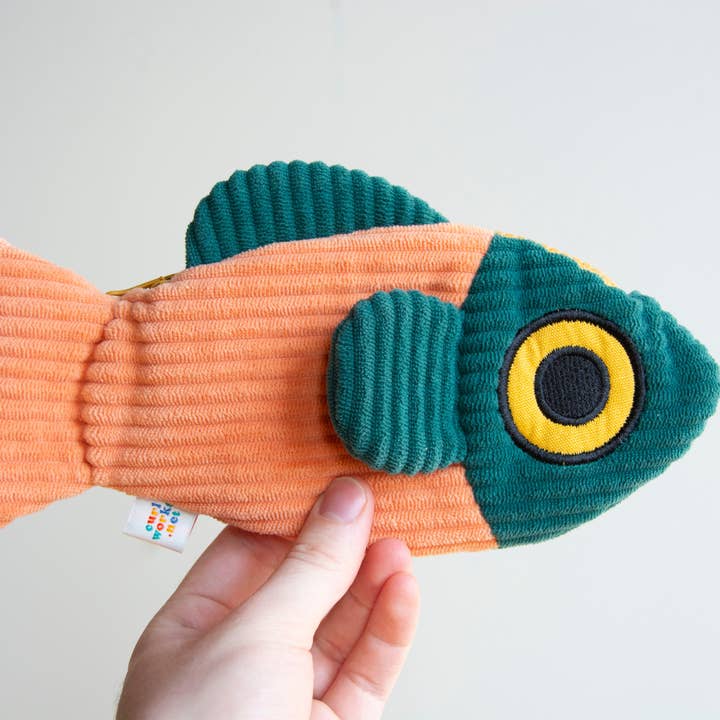 Curlworks - Wholesale Pencil Case/Pouch - The Fish Pouch - Coral / Dark Green4
