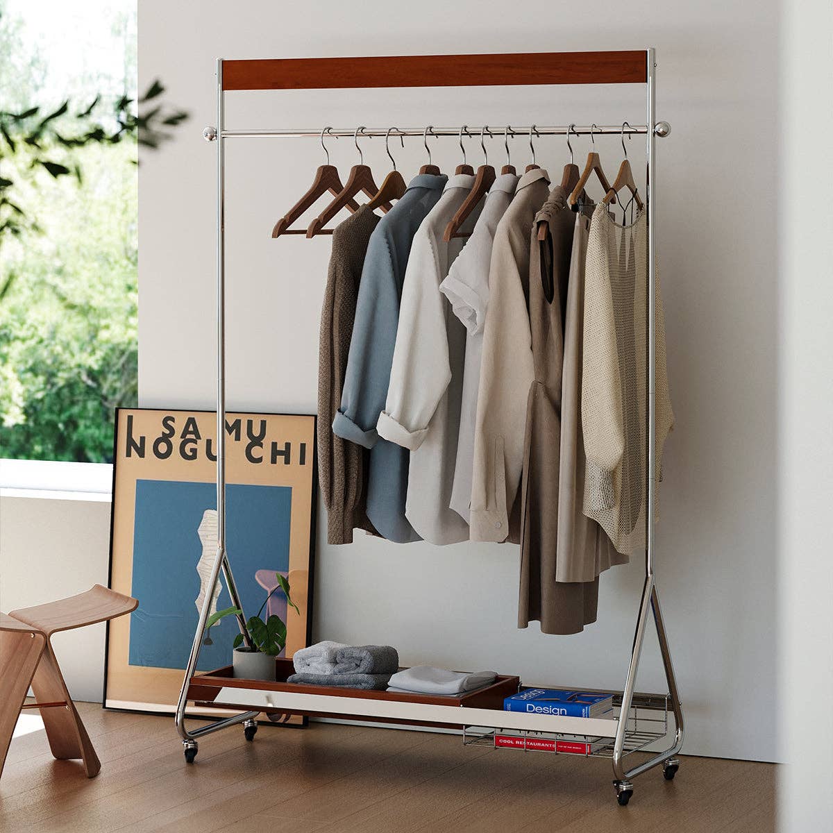 HOMYCASA DESIGN INC - Wholesale Coat Rack - Leon clothes hanger antique American clothes and hat rack retro home portable stainless steel bedroom floor storage shelf0