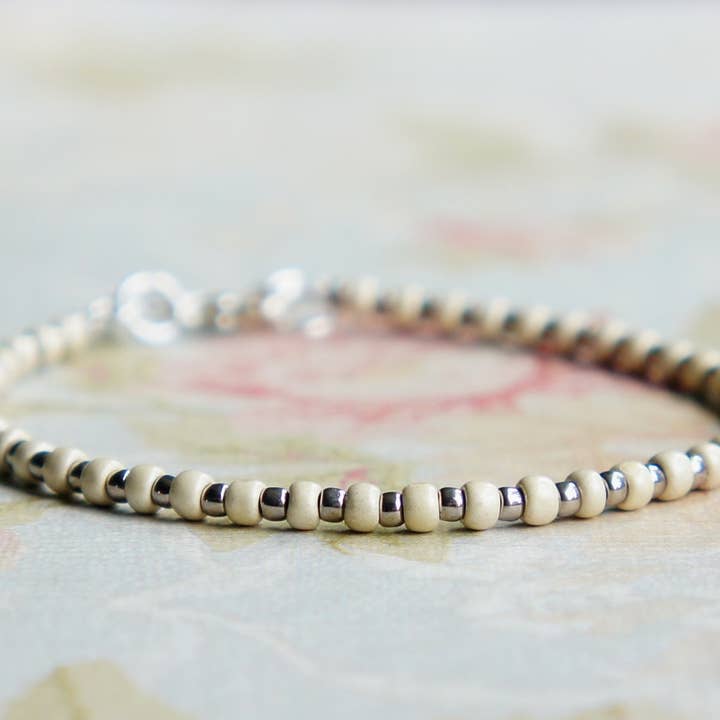 Matte Light Silver And Dark Silver Seed Bead Bracelet for wholesale by Sentimento