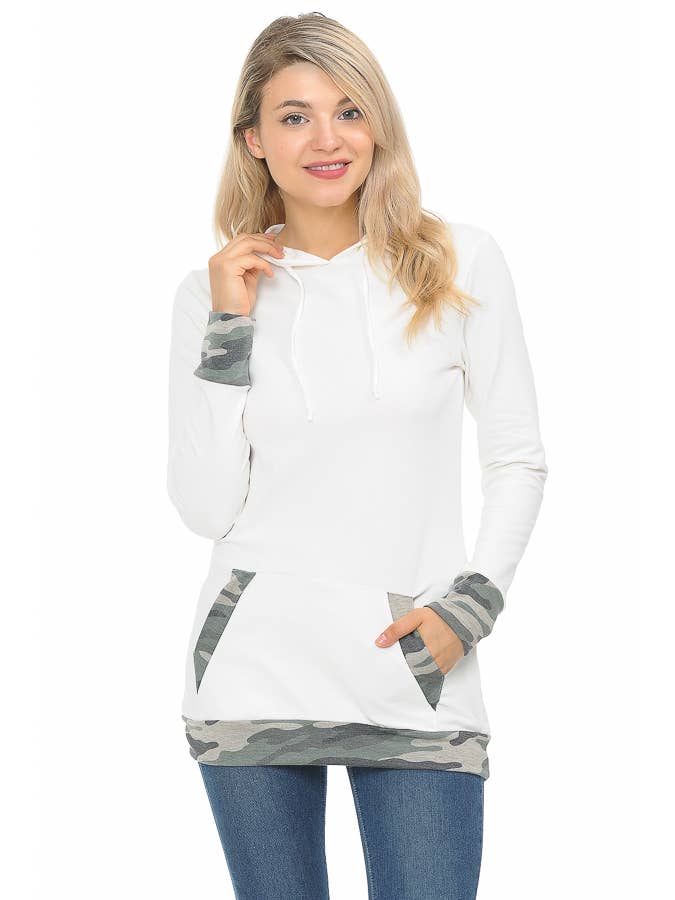 Burgundy Apparel - Wholesale Hoodie - Women's - HOODIE LONG SLEEVE CAMO PRINT DETAIL TOP6