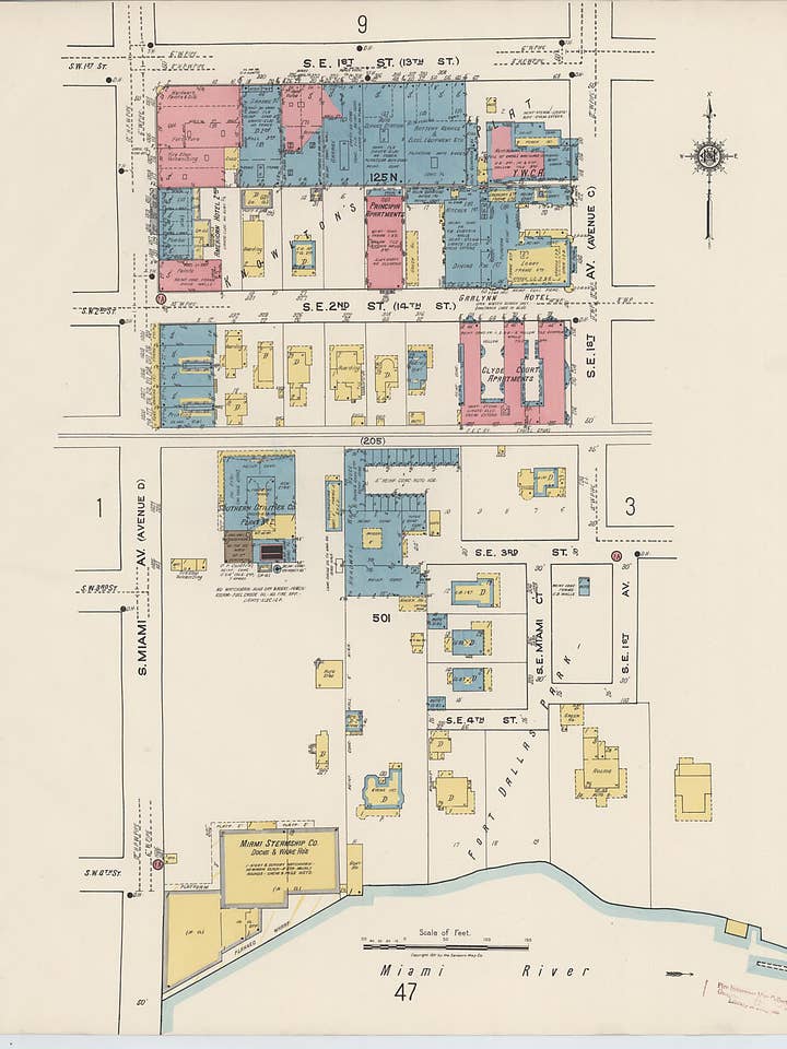 Miami, Dade County, Florida 1924 1921, 1924 (Sheet 3) for wholesale by Relic Map Co.