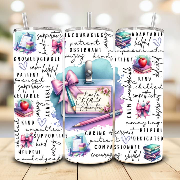 Bicchiere per Educatore della Prima Infanzia, 20 oz. Acciaio Inossidabile per la vendita all'ingrosso da parte di Stencil Art Canada
