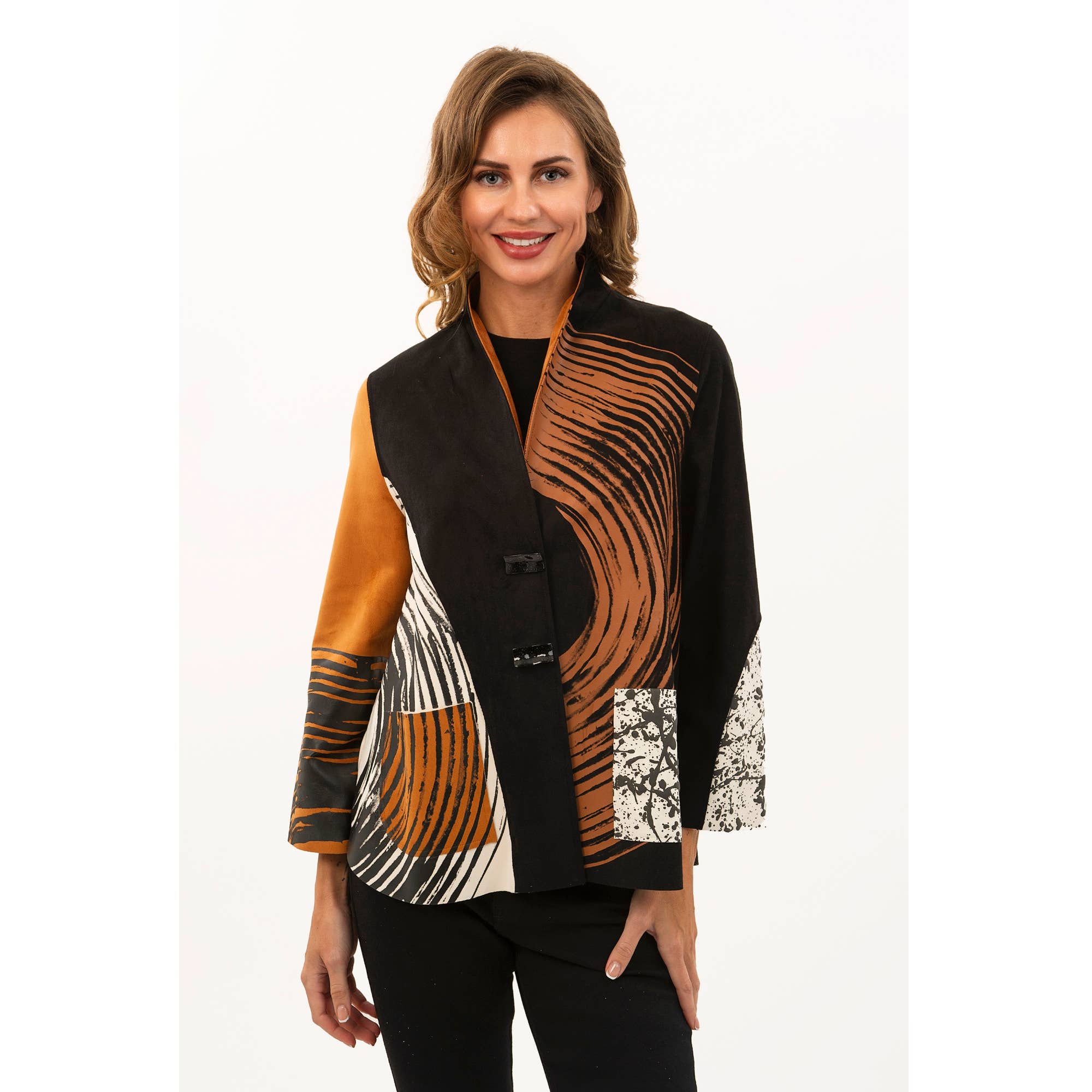 Lemon Grass - Wholesale Jacket - Women's - Handprinted Stand collar jacket