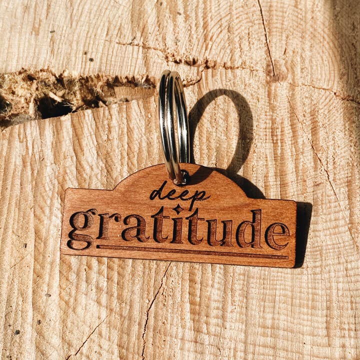 Spiritual Whiskey - Wholesale Keychain - Unisex - Deep Gratitude Keychain // Engraved Wood Keychain